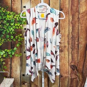 Viamor Feather Design Sleeveless Cardigan Size M/L